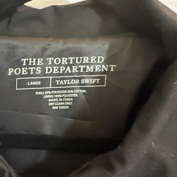 ON HOLD!! Taylor Swift Tortured Poets Department Black Jacket LARGE - Picture 2 of 3
